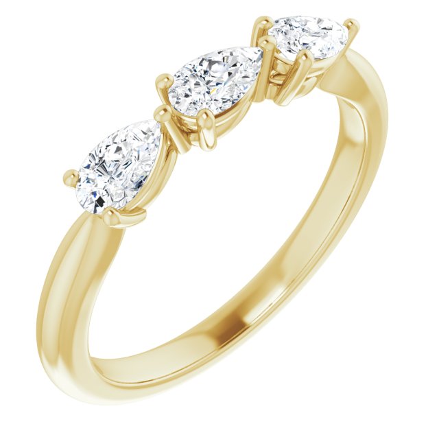 0.75 ct. Pear Cut Diamond 3 Stone Wedding Band-VIRABYANI